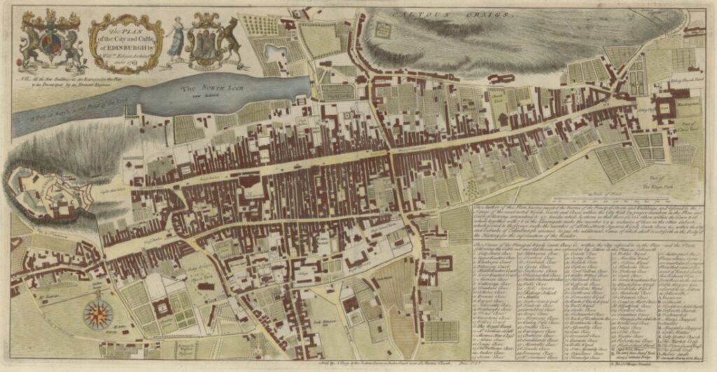 Plan of the city and castle of Edinburgh by William Edgar, 1765