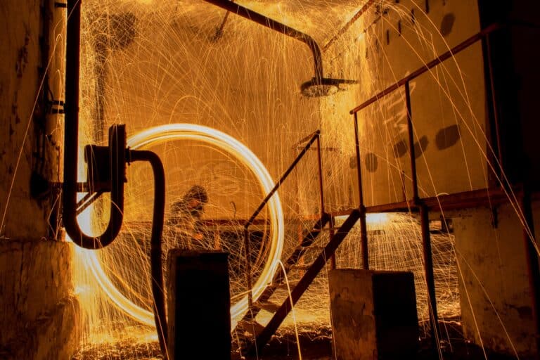 Bright image of a person welding