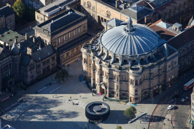 aerial view of mceqan hall, edinburgh