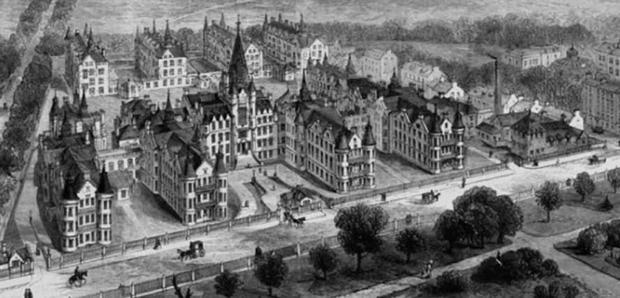 Illustration of the Old Royal Infirmary at Lauriston Place in Edinburgh - 1879