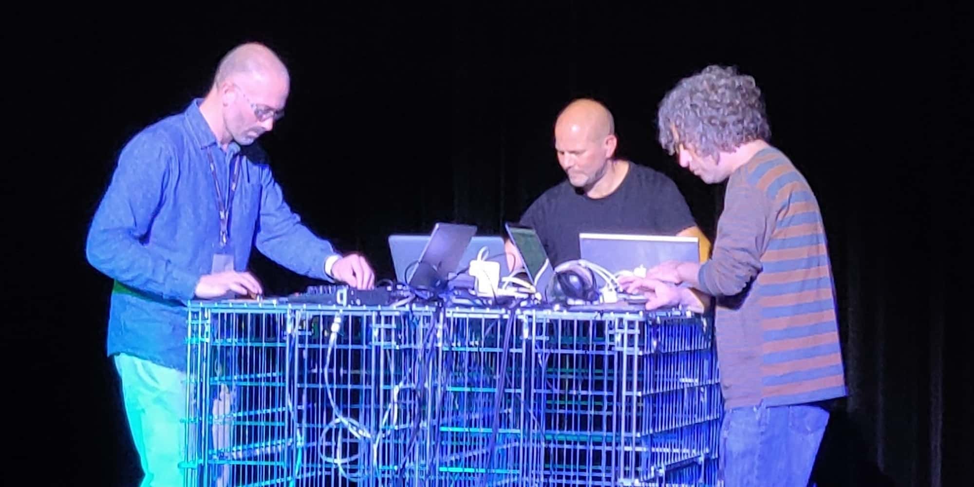Image of performance by laptop trio 'Raw Green Rust'