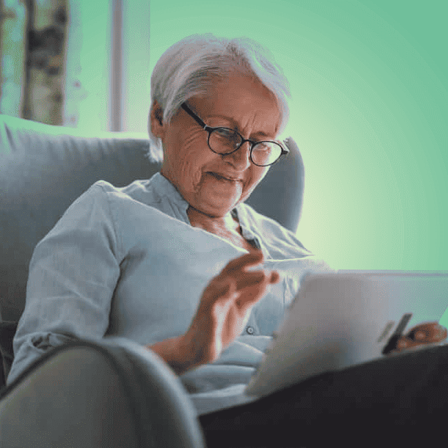 Older person using a tablet