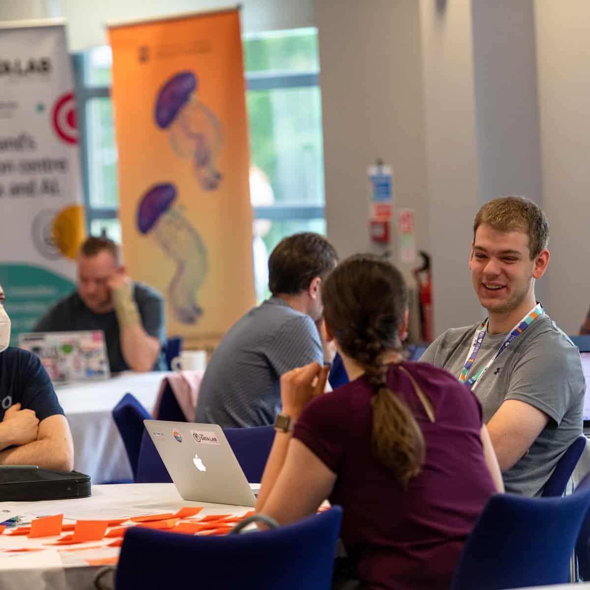 Students talking to each other at workshop