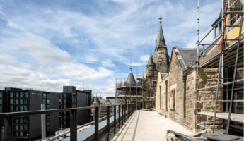 photography of building construction site, roof terrace