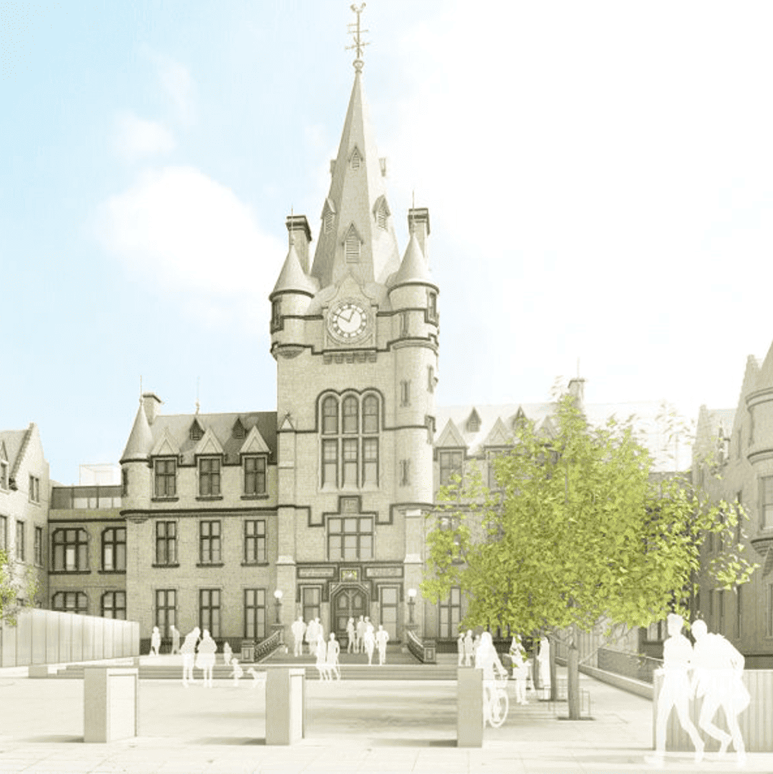 Artist's Impression of the front facade on the new Edinburgh Futures Institute building.
