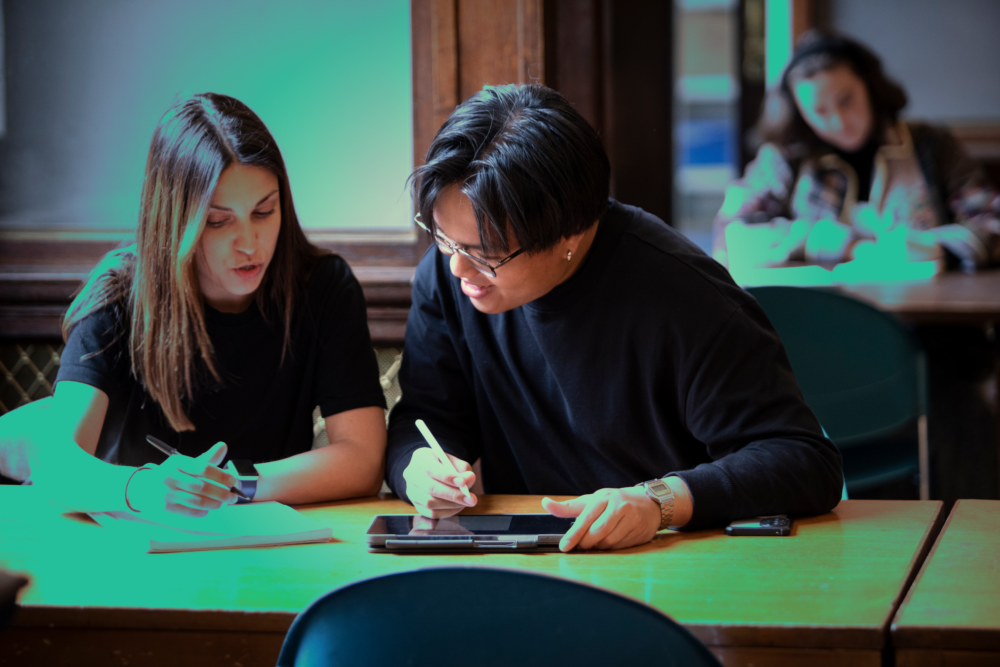 2 students studying together