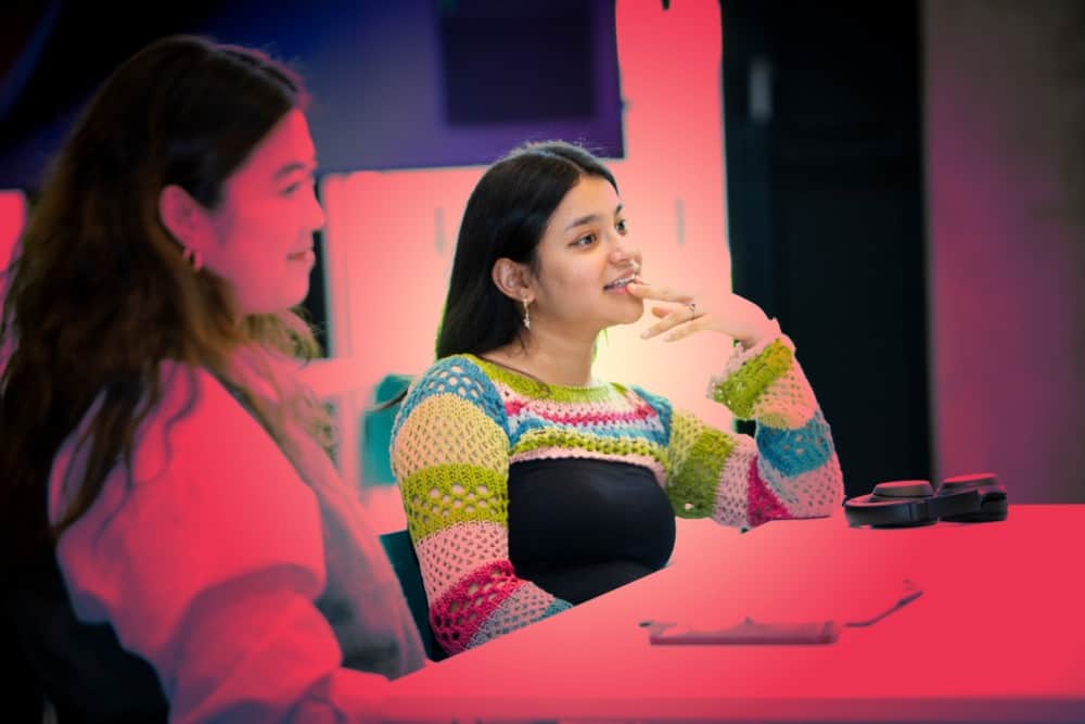 Student looking engaged listening in a classroom