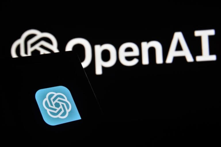 Open AI logo shown on black background