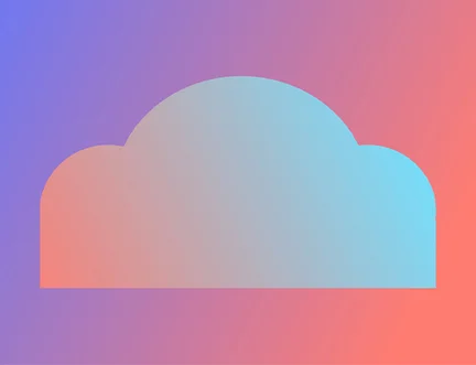 Blue cloud on orange and purple background
