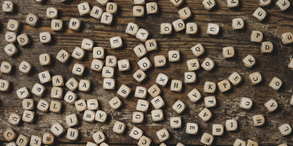 Wooden letters on a table