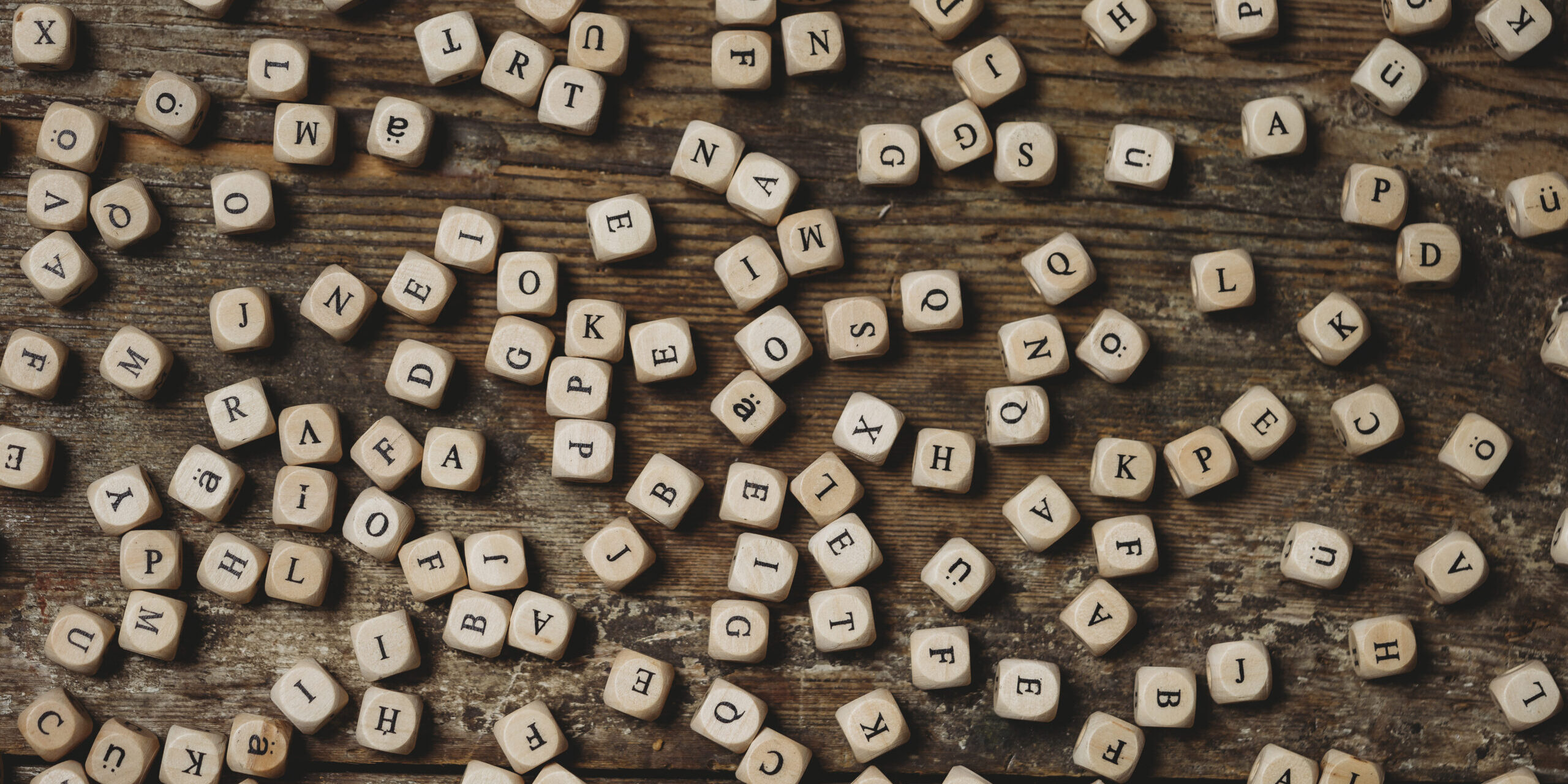 Wooden letters on a table