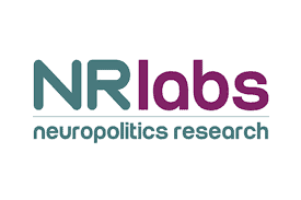 Logo for NR Labs reads "NR labs" in large letters, with "neuropolitics research" below it. The "NR" is in teal, and "labs" in purple.