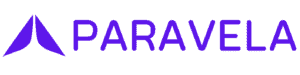 Logo displaying the word "PARAVELA" in bold purple letters, with a stylized purple kite shape on the left. The background is white.