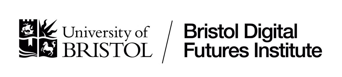 bristol-futures-institute Logo featuring the University of Bristol crest on the left and the text "University of Bristol / Bristol Digital Futures Institute" on the right in bold, black letters on a white background.