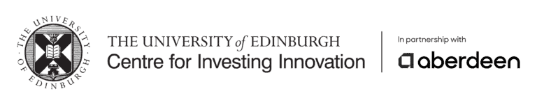 The University of Edinburgh Centre for Investing Innovation logo, featuring the university crest, with text noting partnership with Aberdeen and the Aberdeen logo on the right.