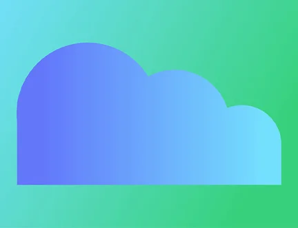 A simple, stylized blue cloud with a gradient effect sits against a green gradient background.