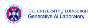 Logo of The University of Edinburgh with a blue and red crest on the left and text on the right reading "THE UNIVERSITY of EDINBURGH Generative AI Laboratory.