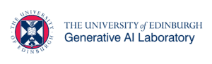 The University of Edinburgh logo on the left, with the text "THE UNIVERSITY OF EDINBURGH Generative AI Laboratory" to the right in blue font on a light background.