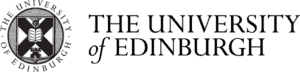 The University of Edinburgh logo featuring a circular crest with a book and castle, alongside the text "The University of Edinburgh" in capital letters.