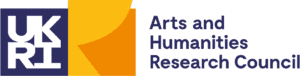 UKRI logo with geometric shapes on the left and the text “Arts and Humanities Research Council” in bold dark blue on the right.